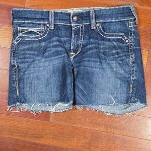 Ariat Indigo Frayed Hem Denim Cut Off Daisy Dukes Jean Shorts Size 30L